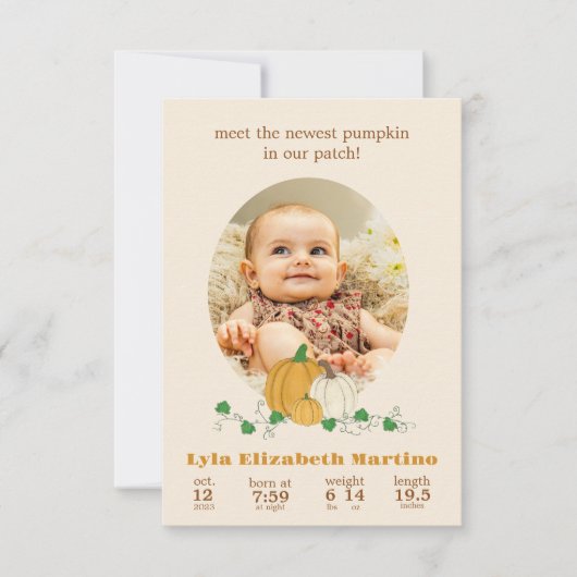 秋かぼちゃ誕生発表 案内状 (正面)