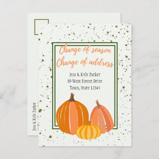 秋かぼちゃ転居可住所 案内ポストカード (正面/裏面)