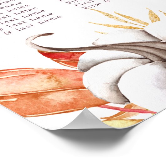 秋かぼちゃ黄金結婚の葉の座席表 ポスター (角)