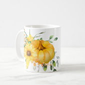 秋かぼちゃ、ひまわり、緑 コーヒーマグカップ (正面左)