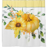 秋かぼちゃ、ひまわり、緑 シャワーカーテン (正面)