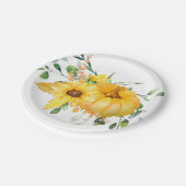 秋かぼちゃ、ひまわり、緑 ペーパープレート (アングル)