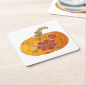 秋かぼちゃ（花） スクエアペーパーコースター (アングル)