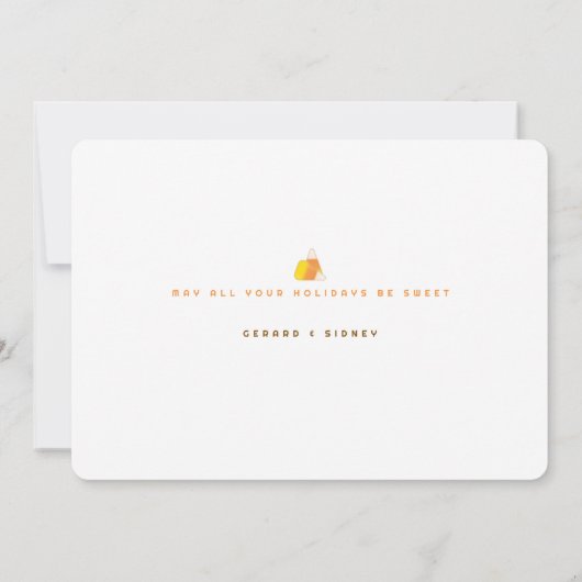 秋からクリスマスフォトカード – Candy Corn Tree カード (裏面)