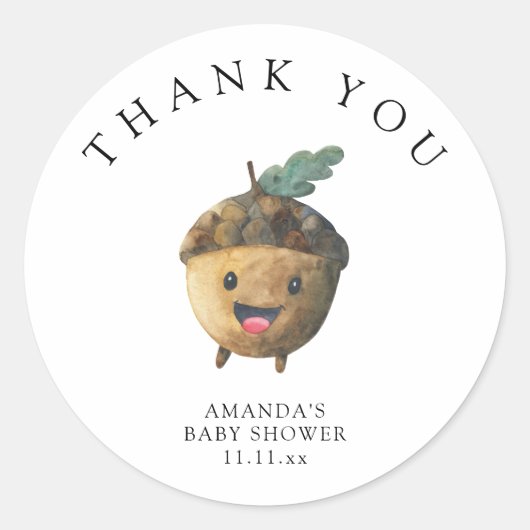 秋かわいいアコーン感謝してい- you ラウンドシール (正面)