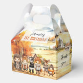 秋かわいいウッドランド動物誕生日中切り妻 フェイバーボックス (正面)