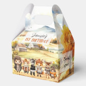 秋かわいいウッドランド動物誕生日中切り妻 フェイバーボックス (裏面)