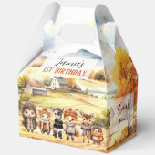 秋かわいいウッドランド動物誕生日大切妻 フェイバーボックス (裏面)