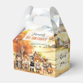 秋かわいいウッドランド動物誕生日小切り妻 フェイバーボックス (正面サイド)