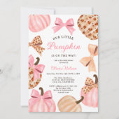 秋かわいいコケットボウヒョウかぼちゃ赤ちゃんシャワー 招待状 (正面)