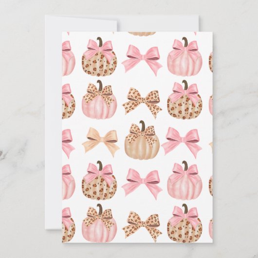 秋かわいいコケットボウヒョウかぼちゃ赤ちゃんシャワー 招待状 (裏面)