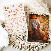 秋かわいい手カボチャ小さな赤ちゃんシャワーを描画 招待状