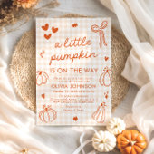 秋かわいい手カボチャ小さな赤ちゃんシャワーを描画 招待状