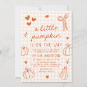 秋かわいい手カボチャ小さな赤ちゃんシャワーを描画 招待状 (正面)