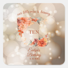 秋かわいい格言紅葉誕生日 スクエアシール