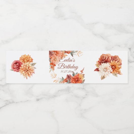 秋かわいい格言紅葉誕生日 ペットボトルラベル (シングルラベル)