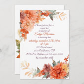 秋かわいい格言紅葉誕生日 招待状 (正面/裏面)