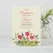 秋かわいい水色の小さなキノコの赤ちゃんシャワー 招待状 (スタンド正面)