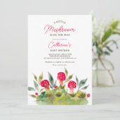 秋かわいい水色の小さなキノコの赤ちゃんシャワー 招待状 (スタンド正面)