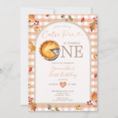 秋かわいこちゃんパイ素朴オレンジジンガム1st誕生日 招待状 (正面)