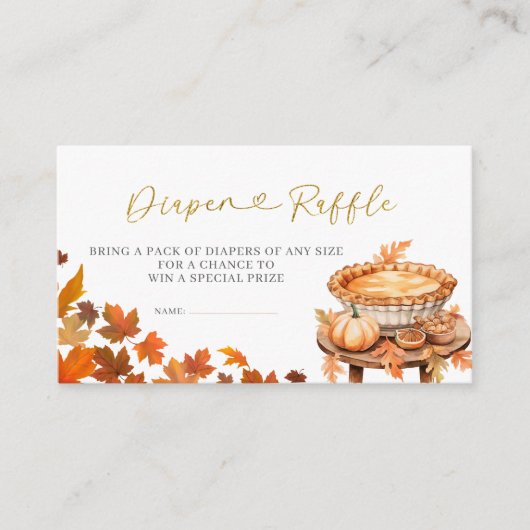 秋かわいこちゃんパイ赤ちゃんシャワーおむつラッフル エンクロージャーカード (正面)