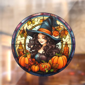 秋かわいらしの魔女ステンドグラス ウィンドウサイン (シート2)