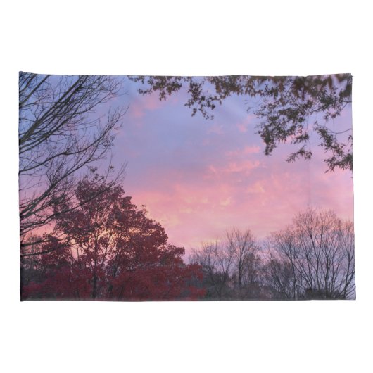 秋かわいらしサンセットピンクブルースカイ 枕カバー (裏面-右)