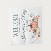 秋かわいらしパンプキンズブケ結婚ーズ タペストリー (正面)