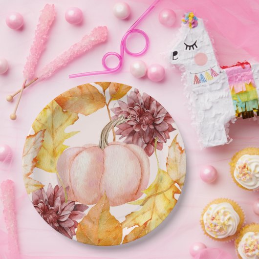 秋かわいらしパンプキン ペーパープレート (パーティー)