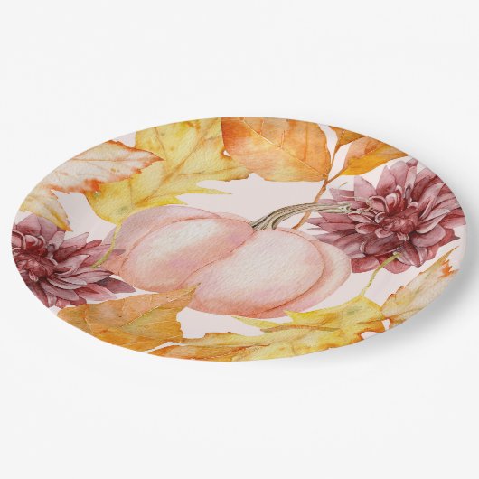 秋かわいらしパンプキン ペーパープレート (アングル)