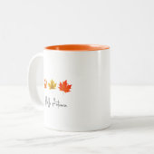 秋かわいらしビベレッドオレンジメープル葉ズ ツートーンマグカップ (正面左)