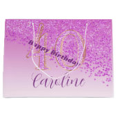 秋かわいらしピンクグリッター40歳 ラージペーパーバッグ (正面)