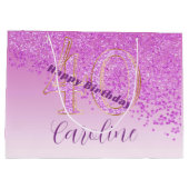 秋かわいらしピンクグリッター40歳 ラージペーパーバッグ (裏面)