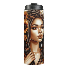 秋かわいらし秋をテーマにしたアフリカ系アメリカ人女性 タンブラー