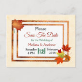 秋かわいらし紅葉結婚式日付の保存 案内ポストカード (正面)