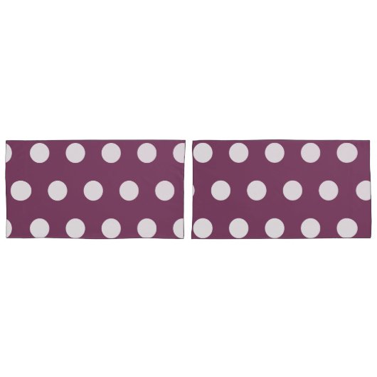 秋かわいらし紫の白水玉模様模様 枕カバー (正面-セット)