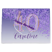 秋かわいらし紫グリッター40歳 ラージペーパーバッグ (正面)