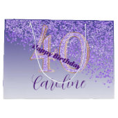 秋かわいらし紫グリッター40歳 ラージペーパーバッグ (裏面)