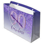 秋かわいらし紫グリッター90誕生日 ラージペーパーバッグ (裏面アングル)