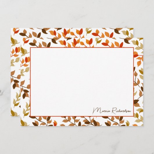 秋かわいらし花模様スモダンクリプトパーソナライズされた ノートカード (正面/裏面)