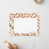 秋かわいらし花模様スモダンクリプトパーソナライズされた ノートカード (正面/裏面インサイチュ)