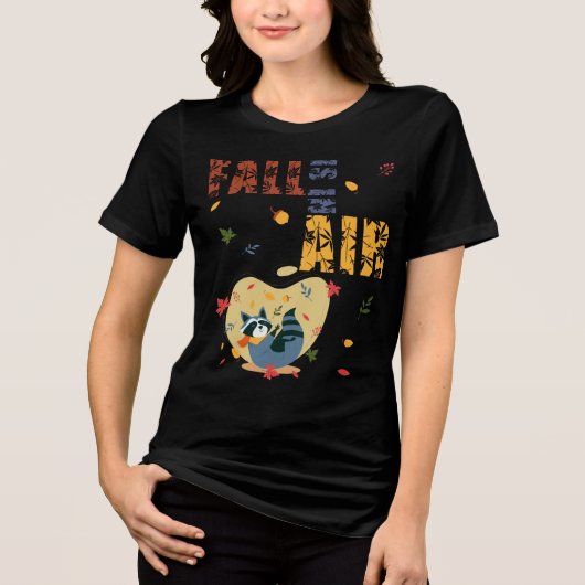 秋がやってきたアライグマ トライブレンドＴシャツ (正面)