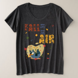 秋がやってきたアライグマ プラスサイズTシャツ