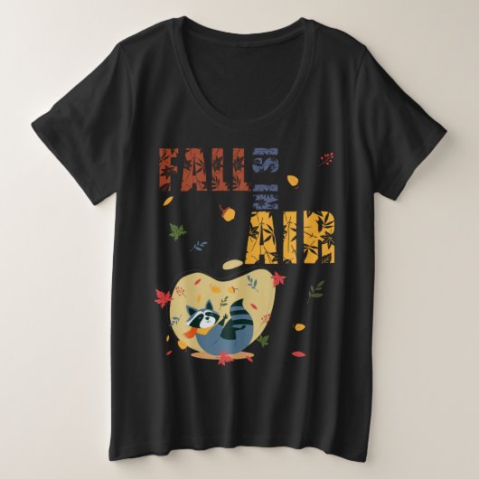 秋がやってきたアライグマ プラスサイズTシャツ (デザイン正面)