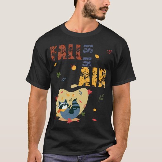 秋がやってきた アライグマの秋 Tシャツ (正面)