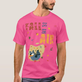 秋がやってきた アライグマ 秋 Tシャツ