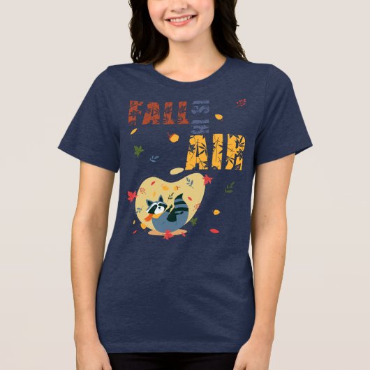 秋がやってくる　アライグマの秋 トライブレンドＴシャツ (正面)