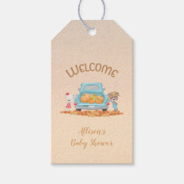 秋がトラックにカボチャをカスタム運ぶ ギフトタグ