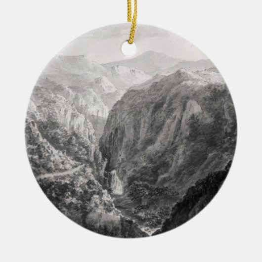 秋が付いている悪魔の橋のインからの場面 セラミックオーナメント (正面)