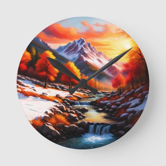 秋が冬になる ラウンド壁時計 (正面)